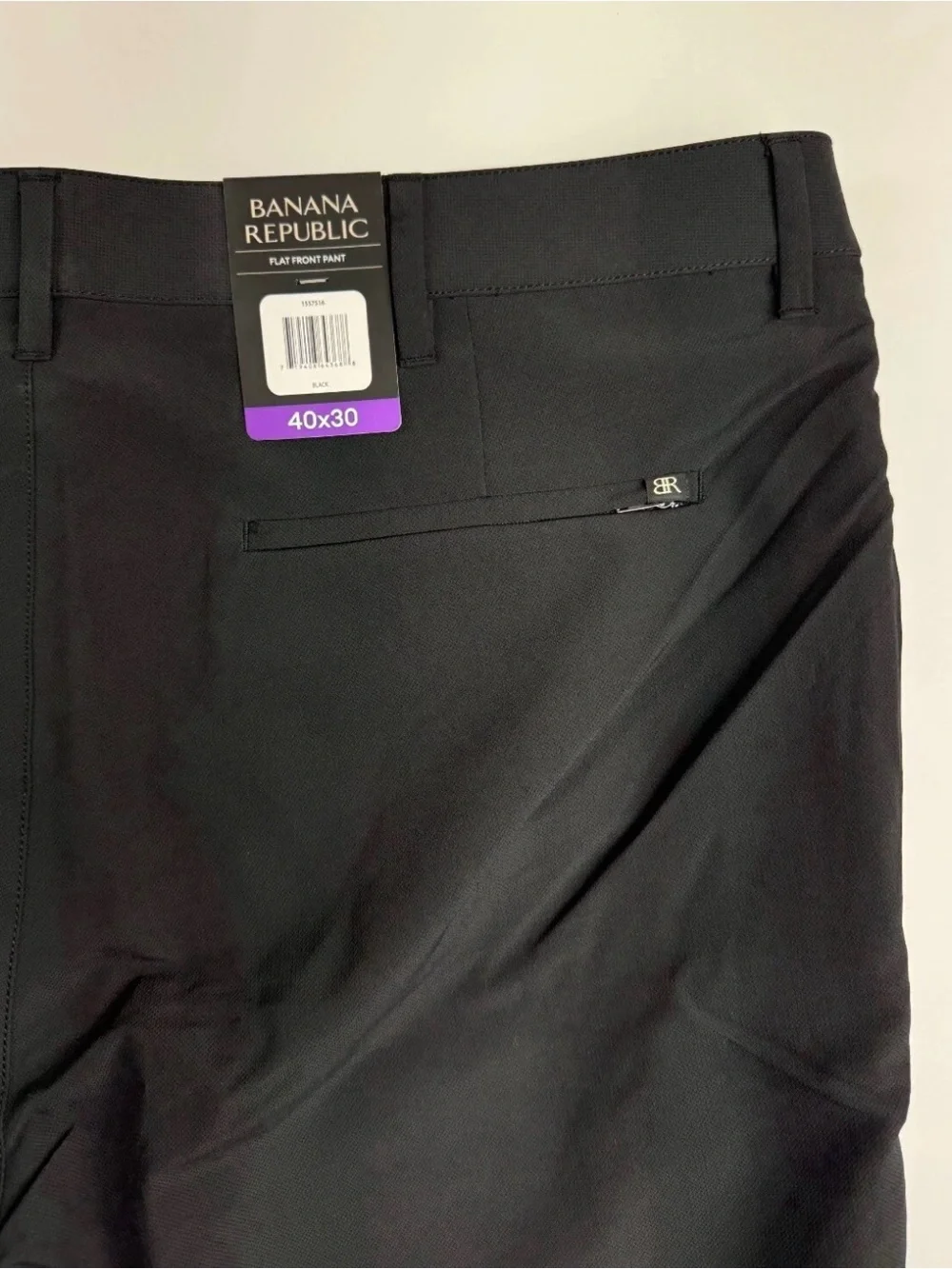 Banana Republic Men's Flat Front Pant Slim Fit Stretch Fabric 40x30 Black